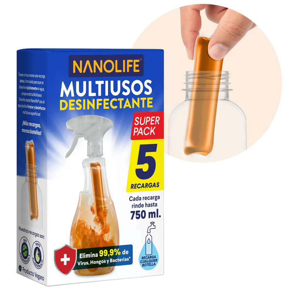 Limpiador Multiuso Desinfectante Recarga Cítrico (5X) Nanolife